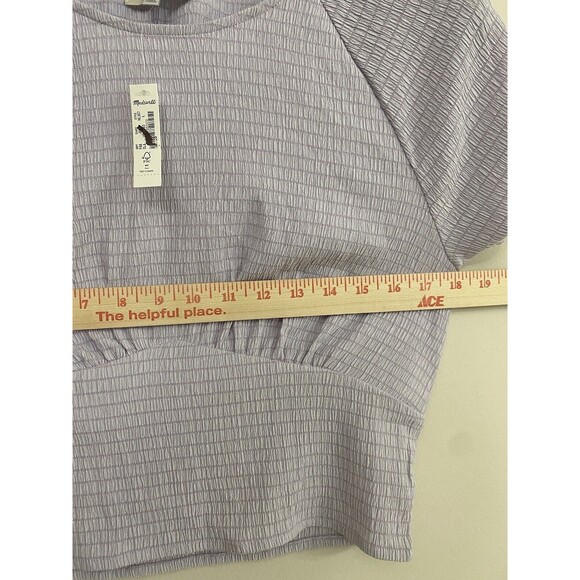 Madewell Women's Size L Shirred Crewneck Crop Top Dusty Lavender - NWOT - Picture 10 of 11